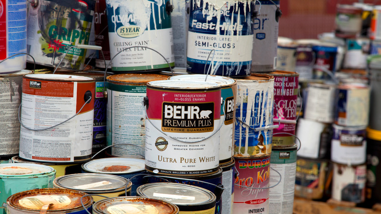 stacked paint cans