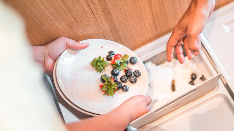 Composting plate of food