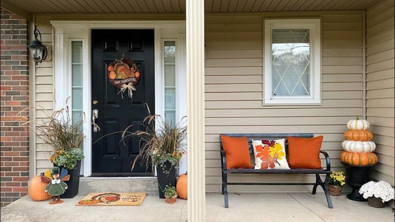 Front porch with fall décor