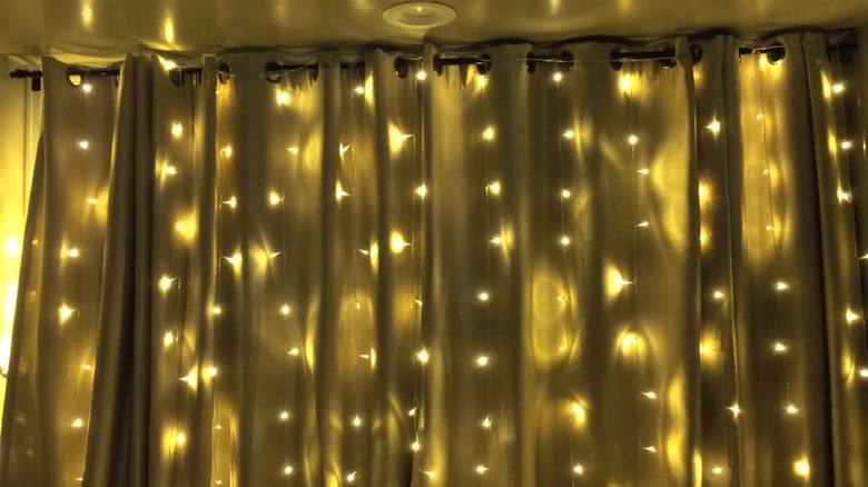 curtains with white lights