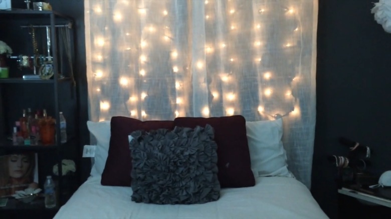 Christmas light headboard