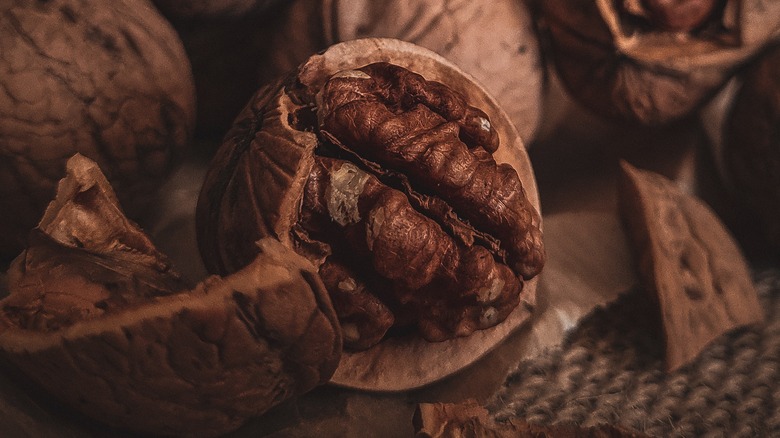 cracked walnut close-up