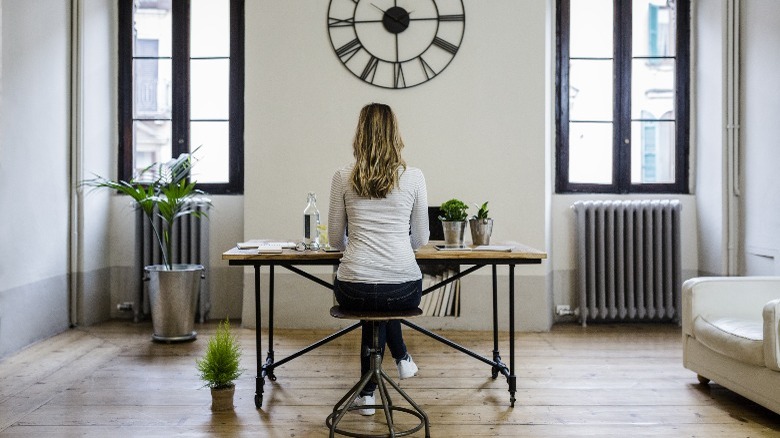 office space with large clock