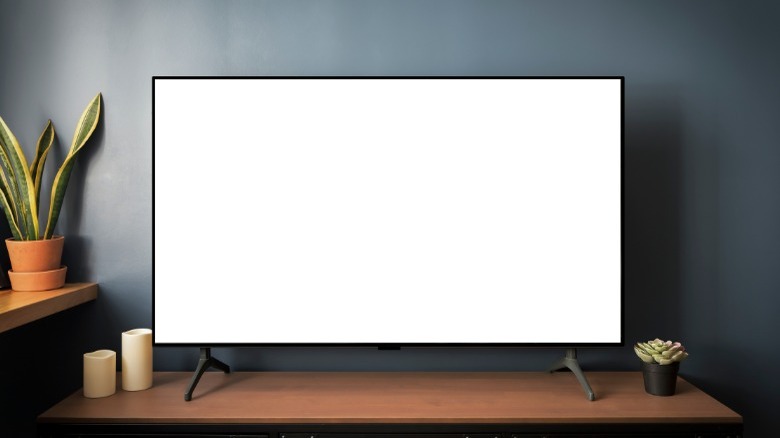 Blank LED screen on table