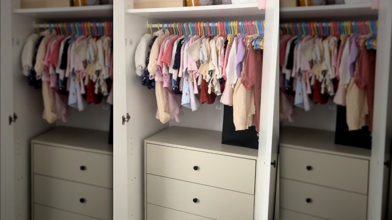 set of drawers in closet