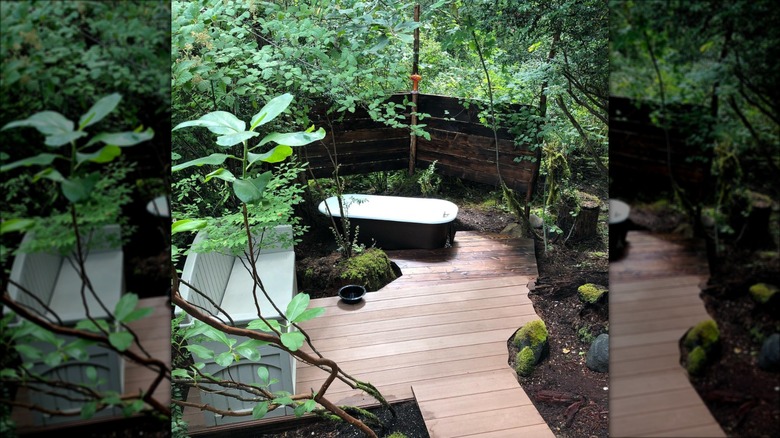 bathtub in backyard