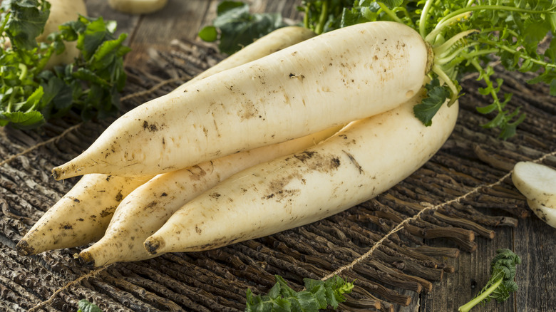 Bunch of daikon radishes