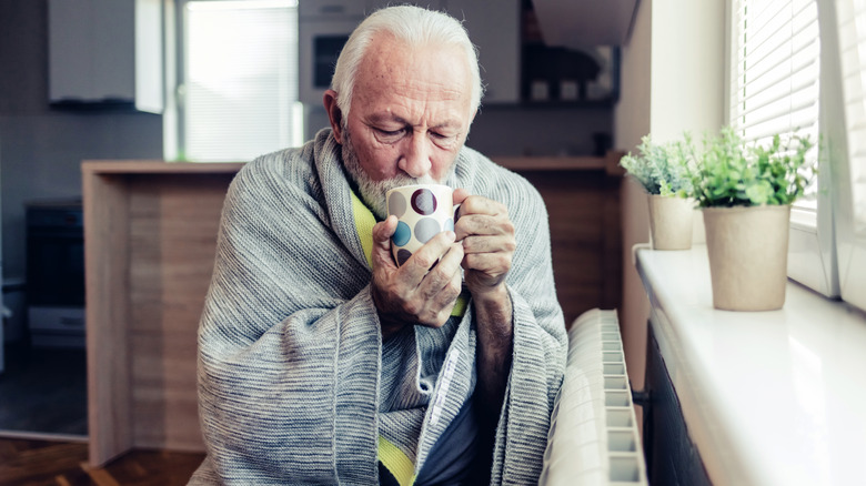 Man trying to stay warm 