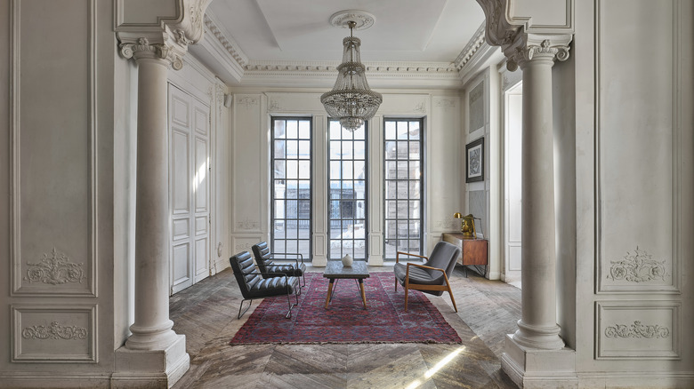 Statement chandelier in living room