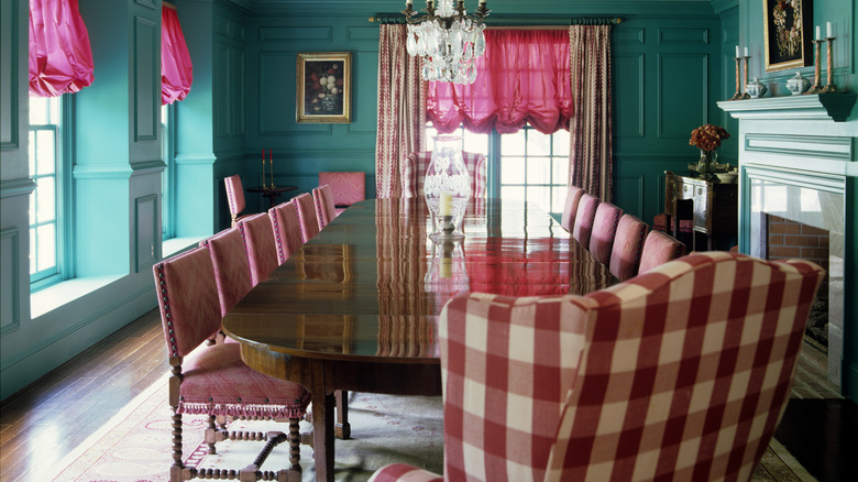 Color drenched dining room