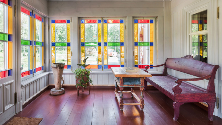 Stained glass in sunroom