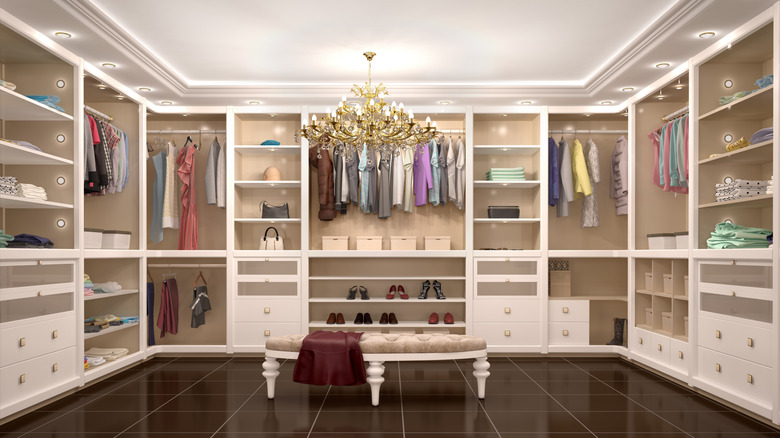 luxury closet with under cabinet lights