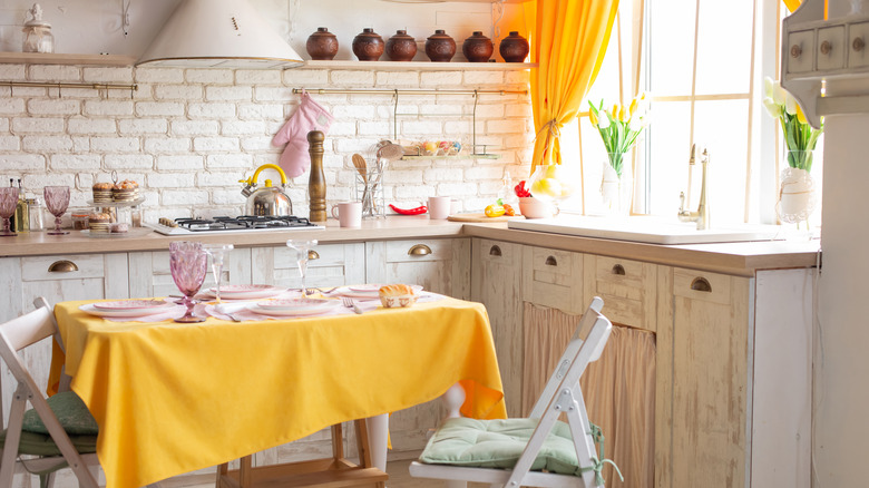 yellow table setting