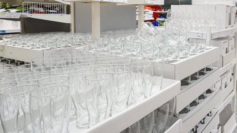 rows of glasses 