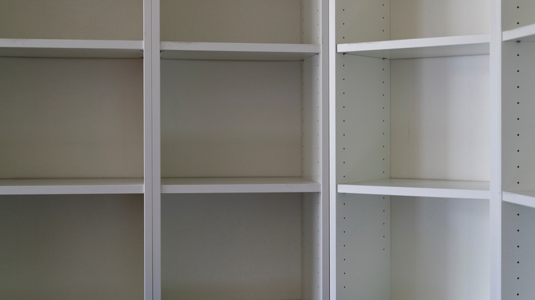 White multi level bookcase