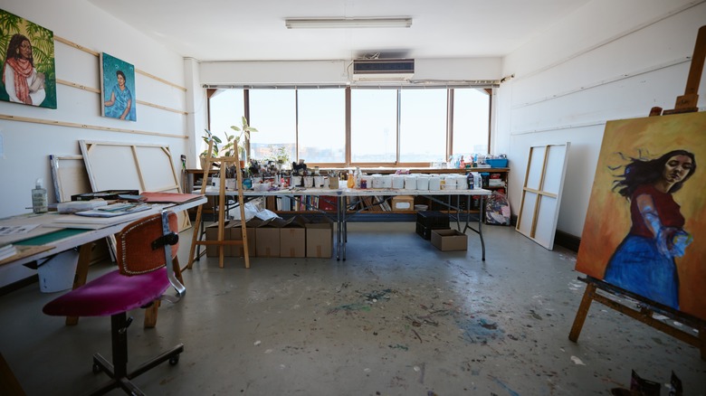 Paint studio with mediums
