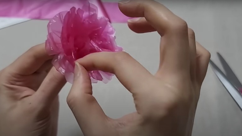 turning plastic bags into flowers