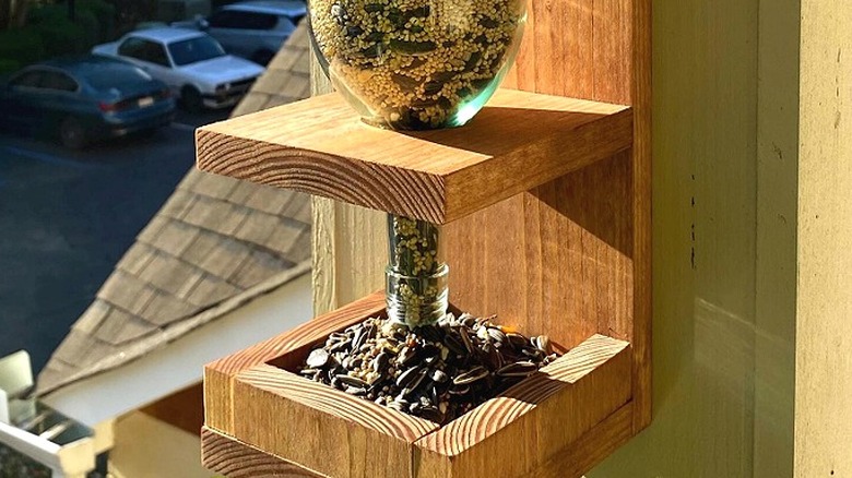 bottle bird feeder