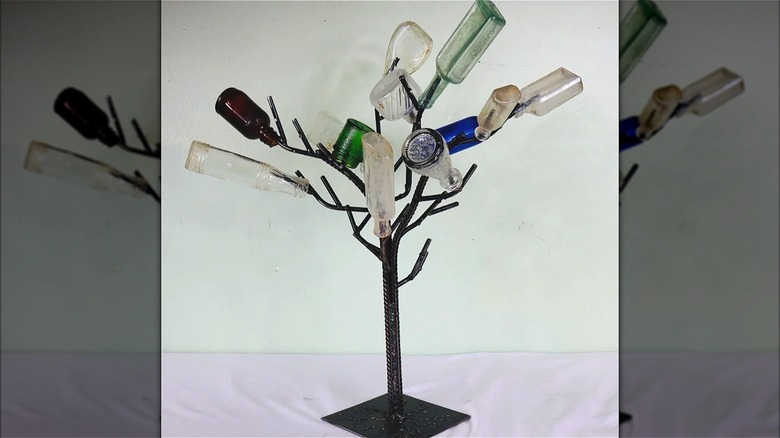 bottle tree with metal stand