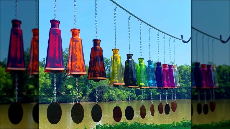 colorful bottle wind chimes