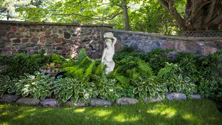 stone sculpture in garden