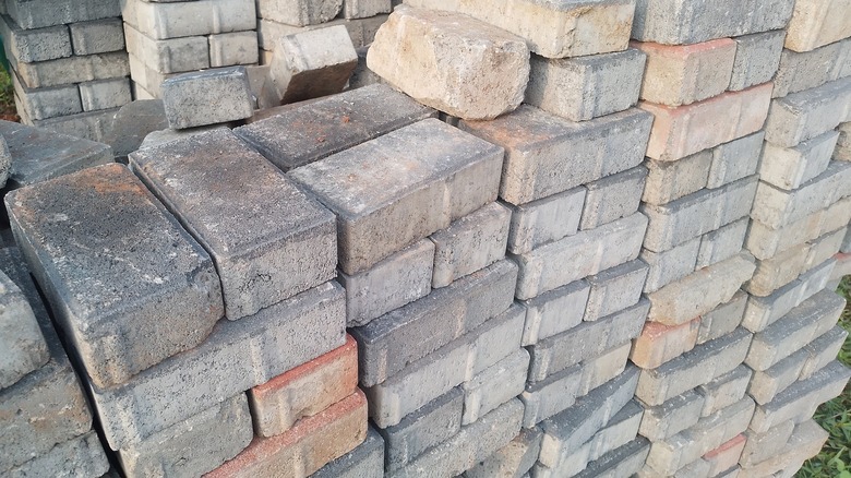 stack of old block pavers