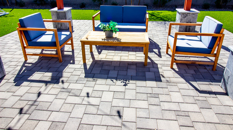 concrete paver seating area