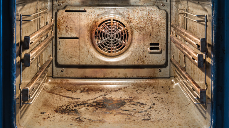 Oven with grime and rust