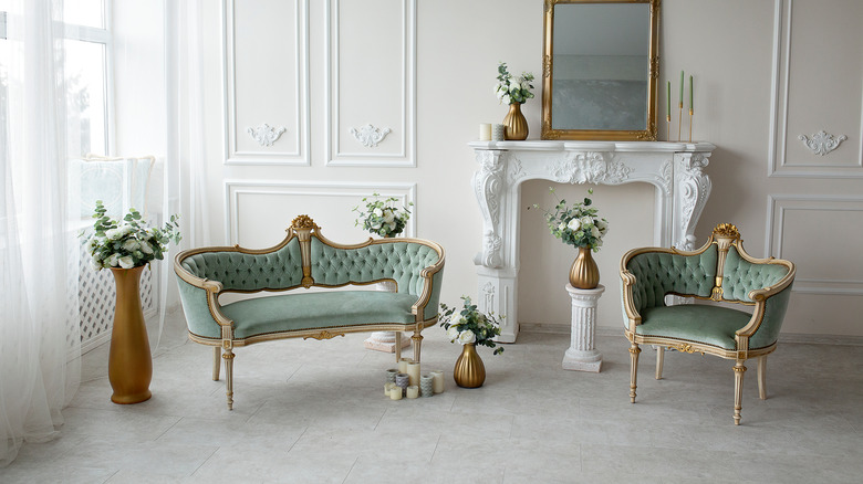 gilt furniture and vases