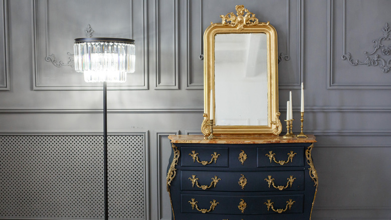 gilt mirror on dresser