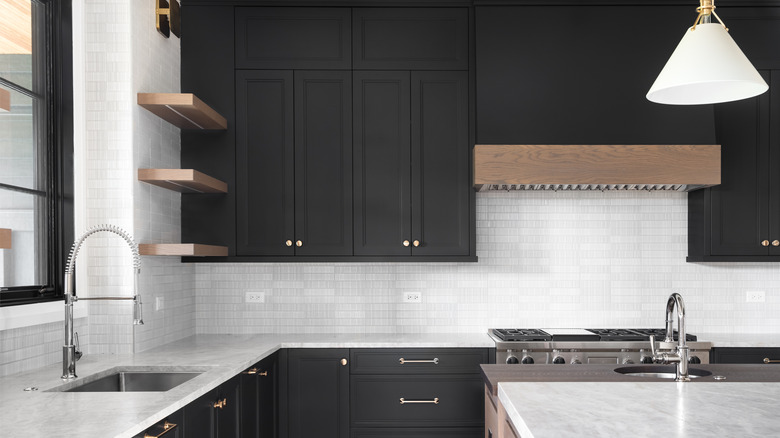 black cabinets