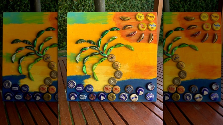 painting with bottle caps