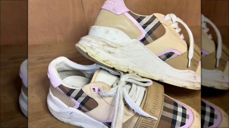 scuffed burberry tennis shoes