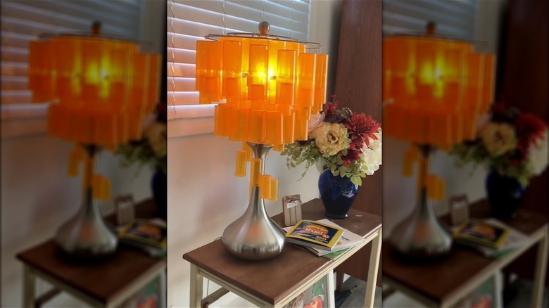 Lampshade made with 90 empty prescription bottles