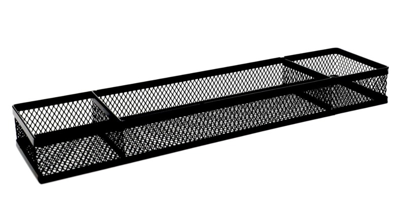 black metal mesh sectioned organizer