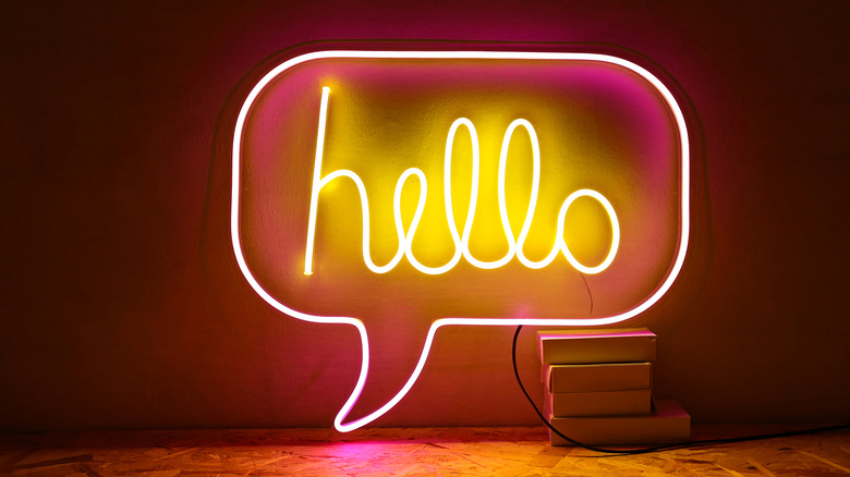 Custom "hello" neon sign as home decor