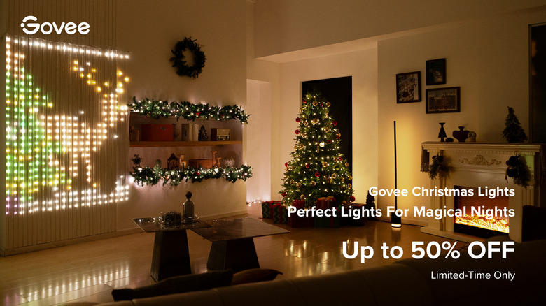 A variety of Govee interior Christmas lights twinkling in a home