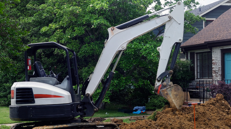 yard with excavator