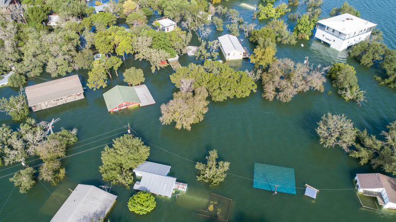 flooded homes from above