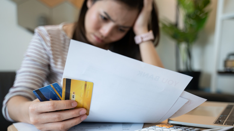 woman frustrated over bills