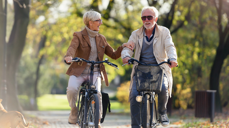 riding bikes in the park