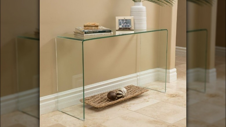 Glass waterfall console table