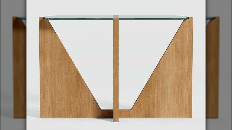 Wood and glass console table