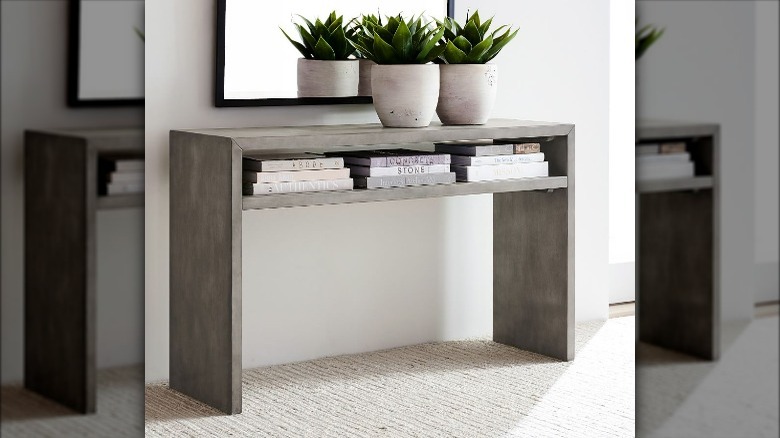 Dark gray waterfall console table