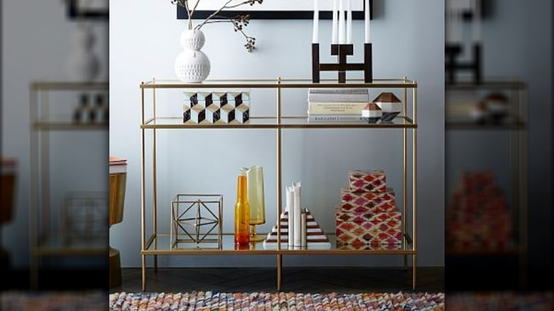 Gold and glass entryway table