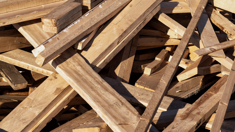 Pile of lumber offcuts