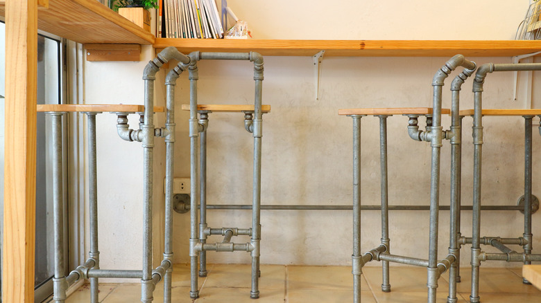 shelves made with pipes