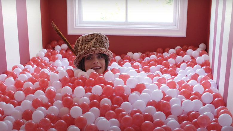 supermodel in ball pit