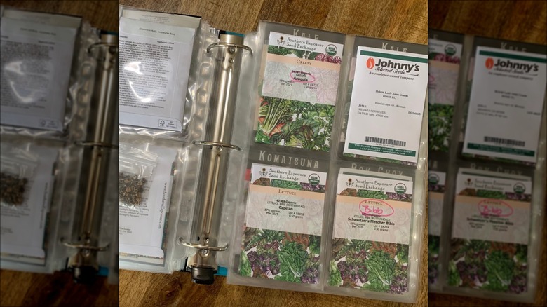 seed packets stored in binder