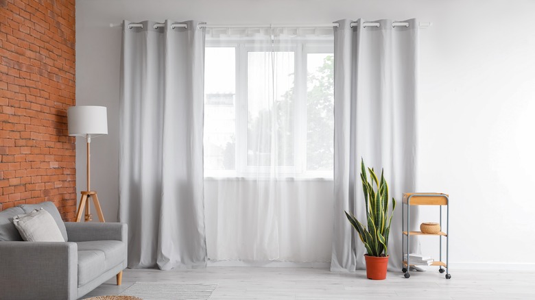 grey curtains in home